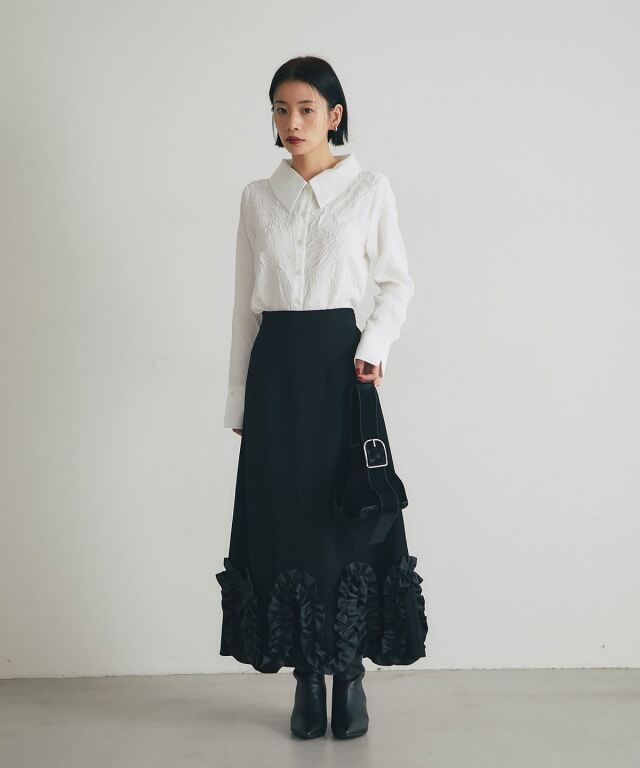 ARVELLIA】TEXTURE CONTRAST BLOUSE ARVELLIA】TEXTURE CONTRAST BLOUSE