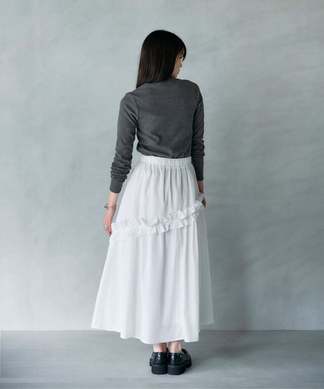 ARVELLIA｜ RIBBON DETAIL FRILL SKIRT