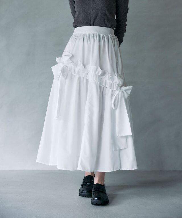 ARVELLIA｜ RIBBON DETAIL FRILL SKIRT