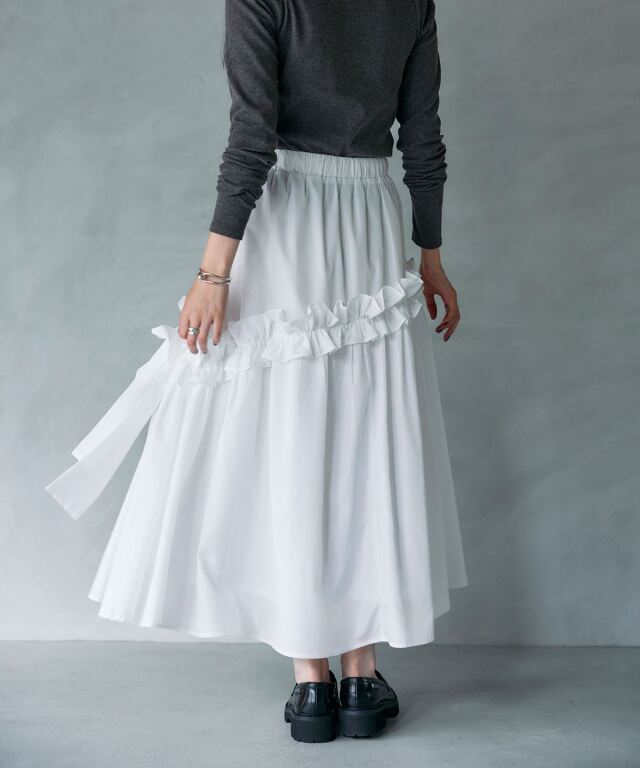 ARVELLIA｜ RIBBON DETAIL FRILL SKIRT