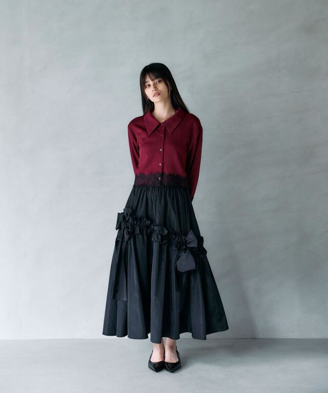 ARVELLIA｜ RIBBON DETAIL FRILL SKIRT
