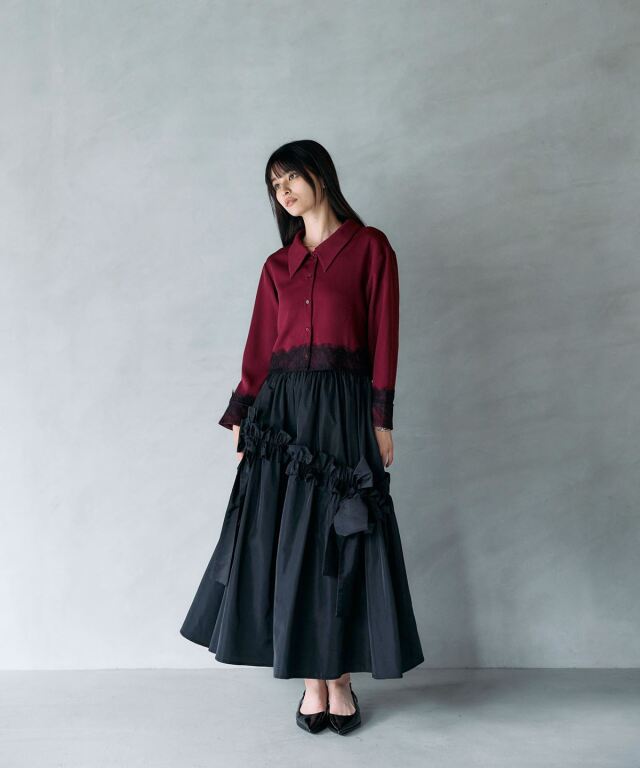 ARVELLIA｜ RIBBON DETAIL FRILL SKIRT