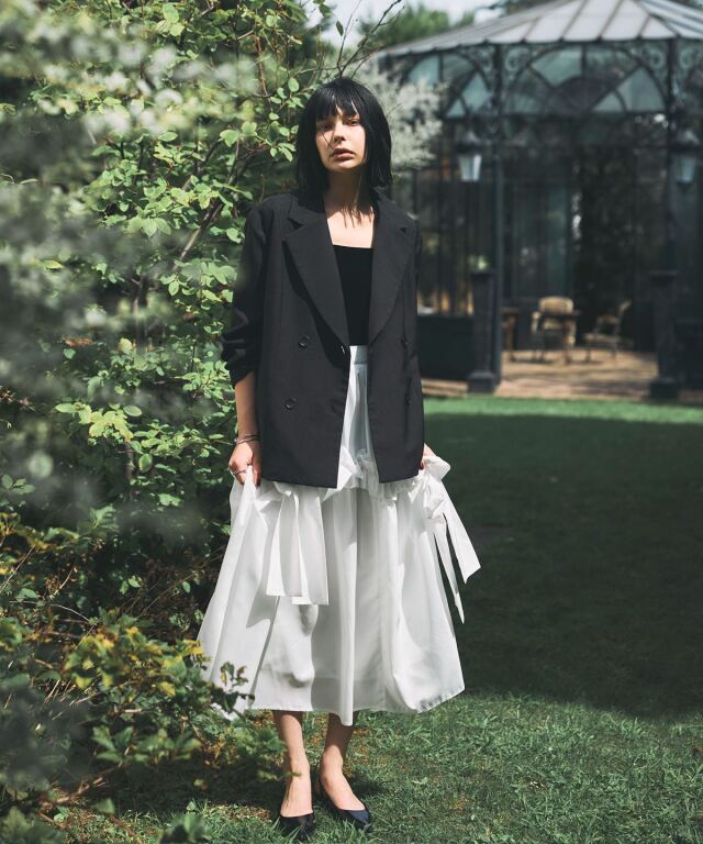 ARVELLIA｜ RIBBON DETAIL FRILL SKIRT