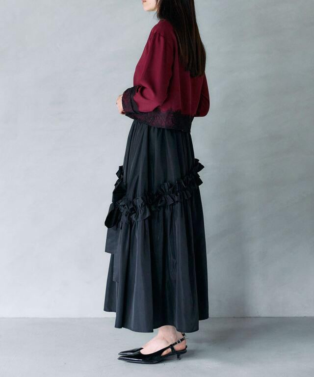 ARVELLIA｜ RIBBON DETAIL FRILL SKIRT