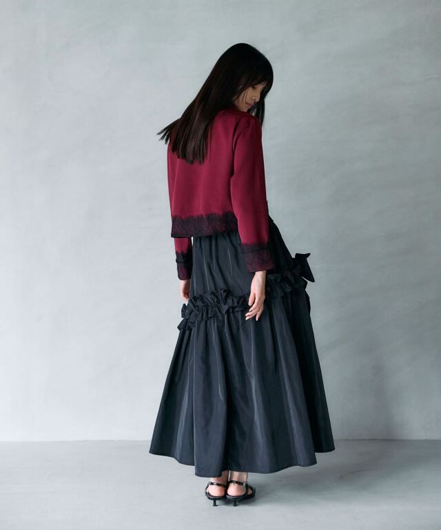 ARVELLIA｜ RIBBON DETAIL FRILL SKIRT