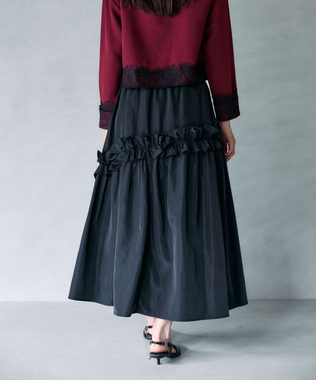 ARVELLIA｜ RIBBON DETAIL FRILL SKIRT