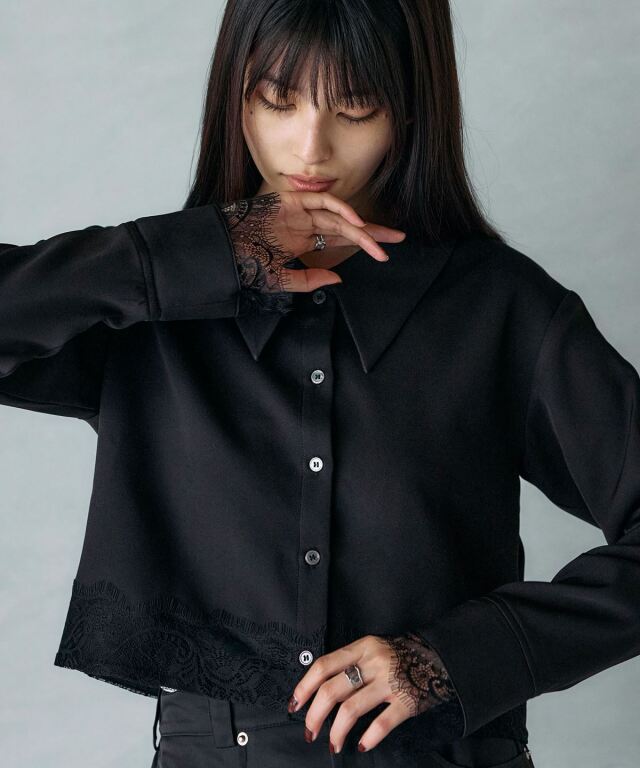 ARVELLIA｜ LACE CONTRAST SHIRT