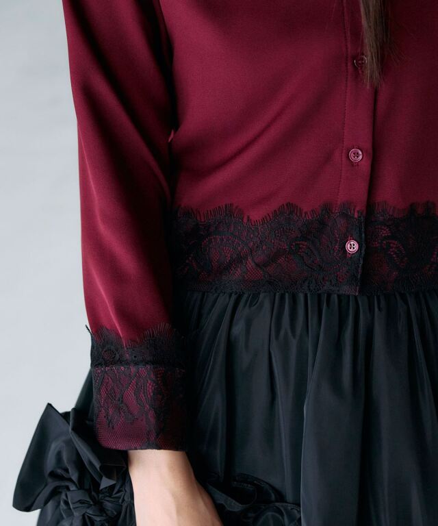 ARVELLIA｜ LACE CONTRAST SHIRT