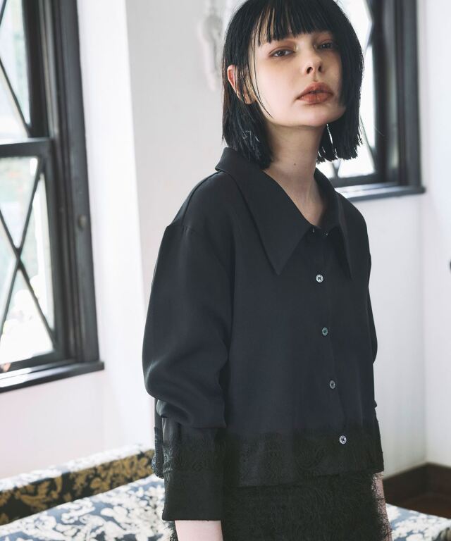 ARVELLIA｜ LACE CONTRAST SHIRT