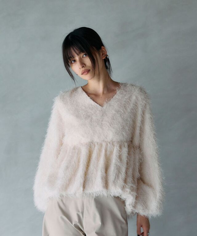 【新品未使用】airy fringe sheer tops(white) 新品】airy fringe sheer tops(white) 新品】airy fringe sheer tops