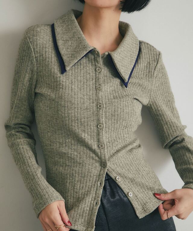 ARVELLIA】DOUBLE COLLAR RIB KNIT