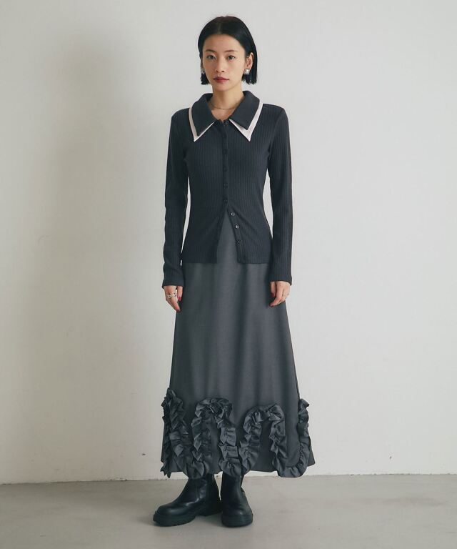 ARVELLIA】DOUBLE COLLAR RIB KNIT