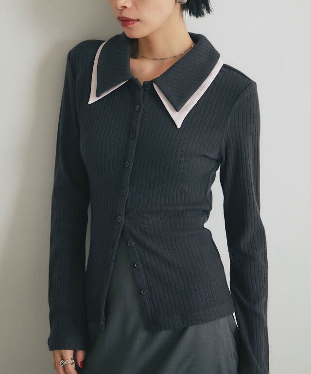 ARVELLIA】DOUBLE COLLAR RIB KNIT