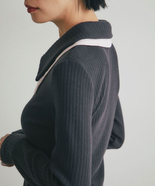 ARVELLIA】DOUBLE COLLAR RIB KNIT