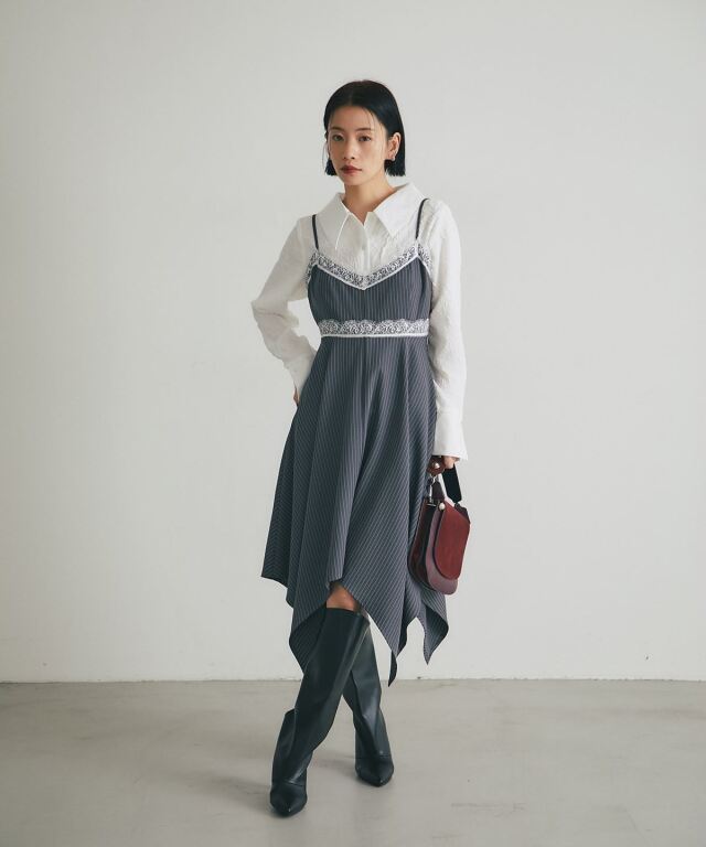 ka s h we re カシウエア　スリーブレスドレス ARVELLIA】LACE CASCADE DRESS