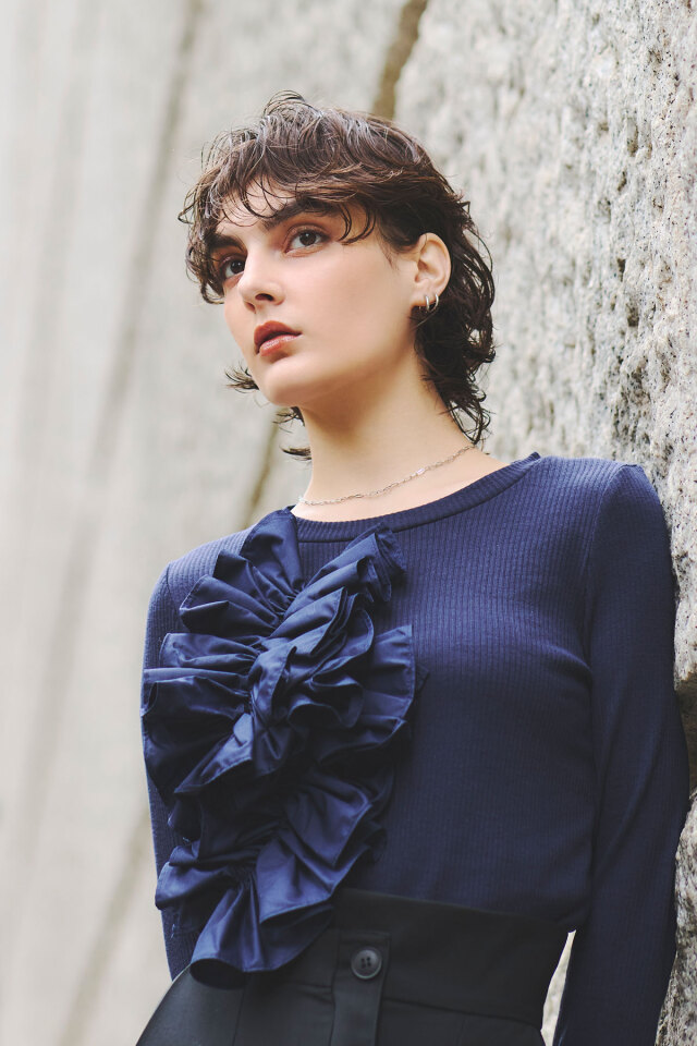 ビジュー付きスウェットチュニック