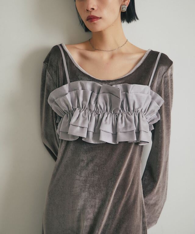 【あかみページ】 ARVELLIA】BUSTIER SET VELVETDRESS