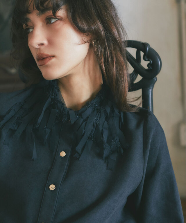 【ARVELLIA】FRINGE COLLAR SHIRT