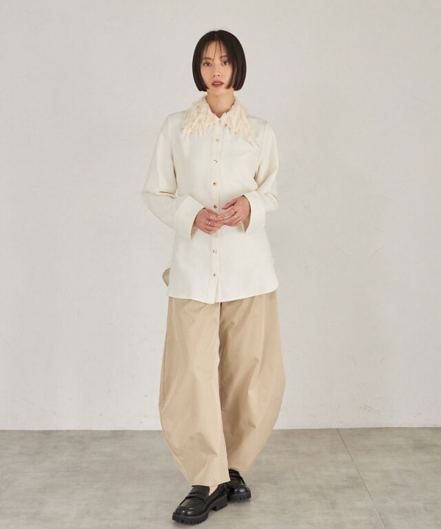 ARVELLIA】FRINGE COLLAR SHIRT