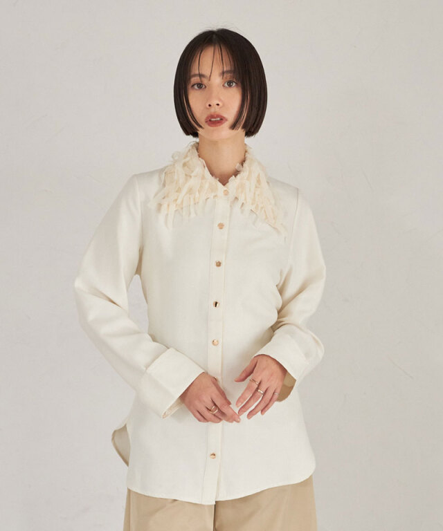 ARVELLIA】FRINGE COLLAR SHIRT