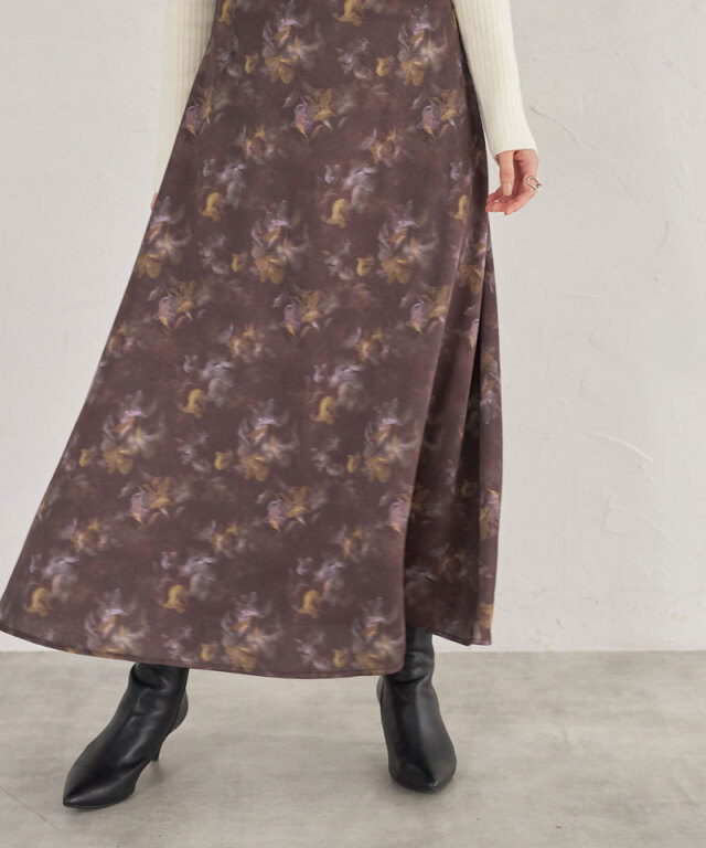 ARVELLIA】FLORAL SATIN SKIRT