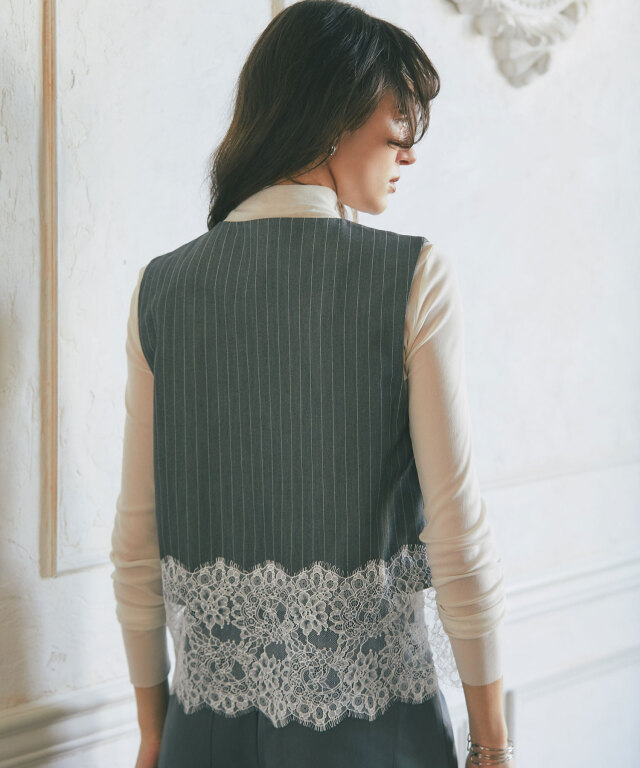 ARVELLIA】LACE EDGE VEST