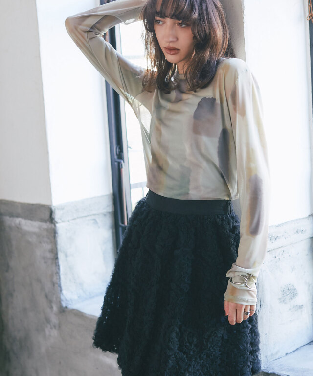 ARVELLIA】WATERCOLOR ART SHEER TOPS