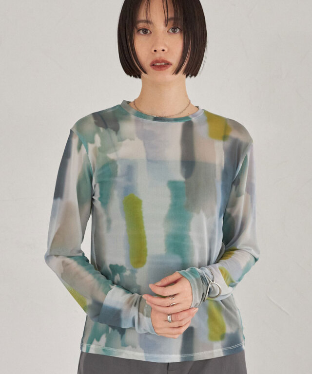ARVELLIA】WATERCOLOR ART SHEER TOPS