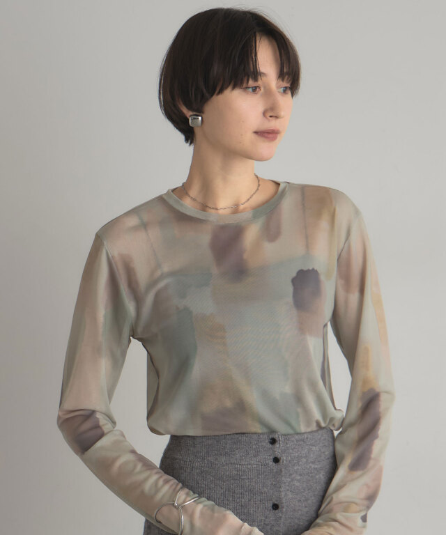 ARVELLIA】WATERCOLOR ART SHEER TOPS