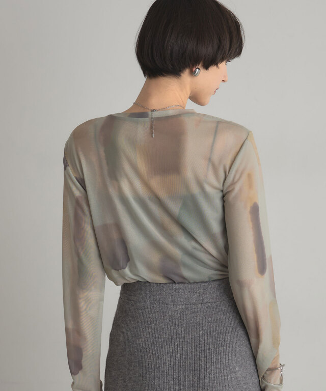 ARVELLIA】WATERCOLOR ART SHEER TOPS