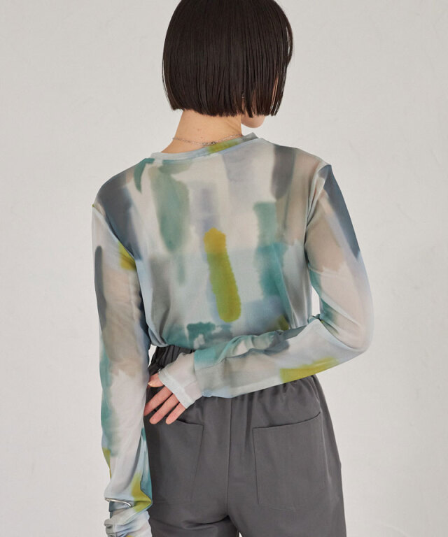 ARVELLIA】WATERCOLOR ART SHEER TOPS