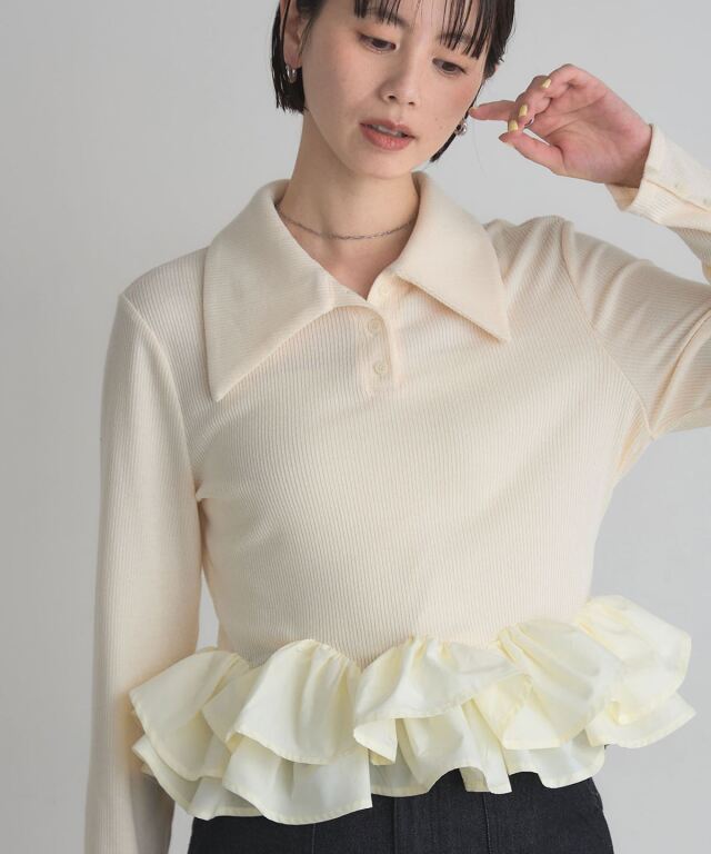 ARVELLIA】PEPLUM CONTRAST KNIT