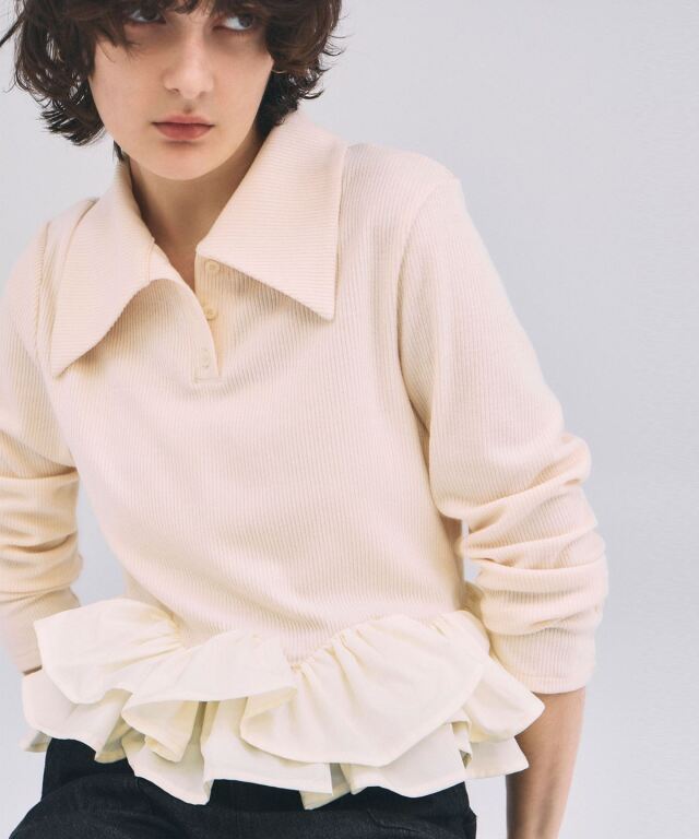 ARVELLIA】PEPLUM CONTRAST KNIT