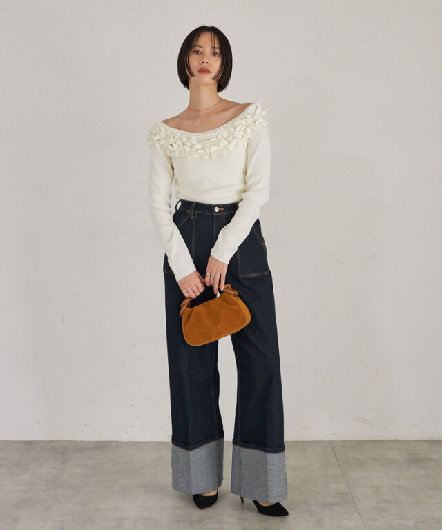 新品未使用OHGA BICOLOR FRILL KNITフリルニット 新品・タグ付】OHGA BICOLOR FRILL KNIT フリルニット