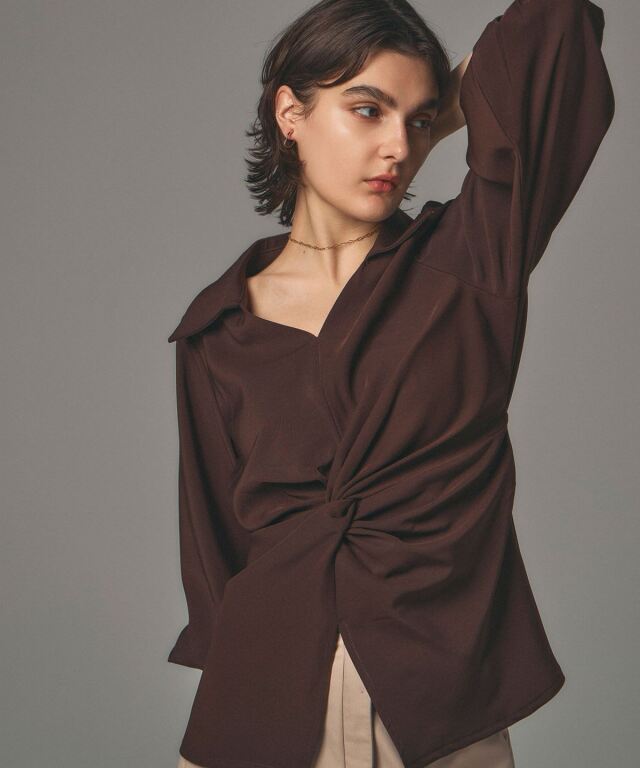 【ARVELLIA】KNOT DRAPE BLOUSE