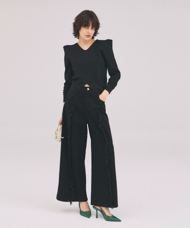 トップス R ARVELLIA】POWER SHOULDER KNIT