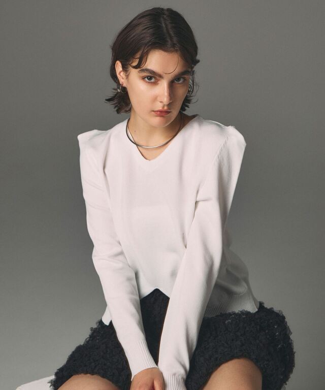 トップス R ARVELLIA】POWER SHOULDER KNIT