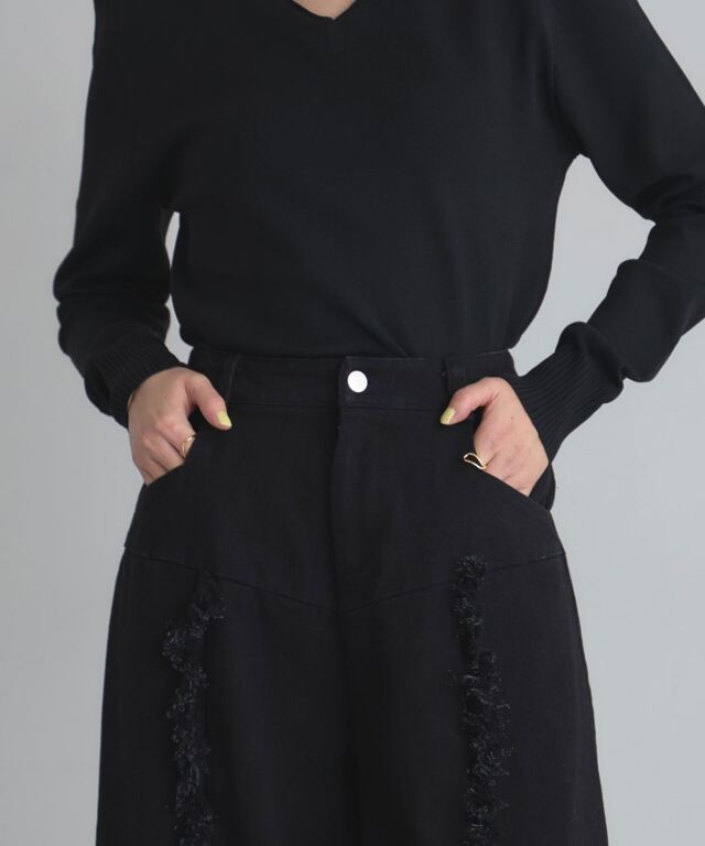 ARVELLIA】FRINGE WIDE DENIM