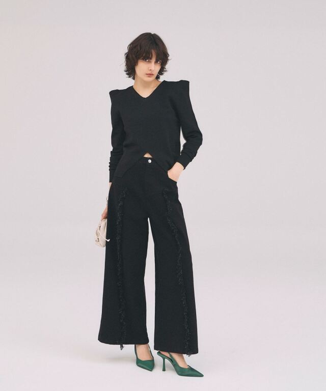 ARVELLIA】FRINGE WIDE DENIM