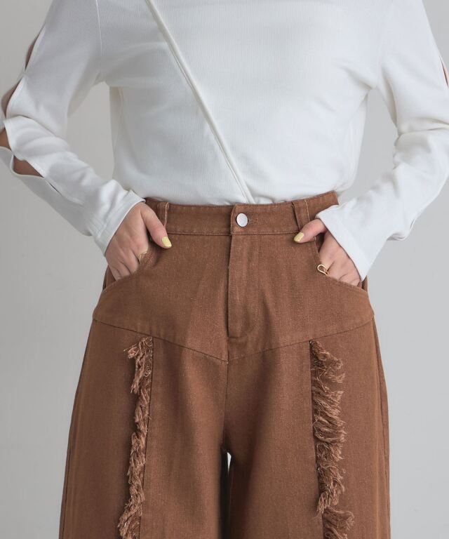 ARVELLIA】FRINGE WIDE DENIM