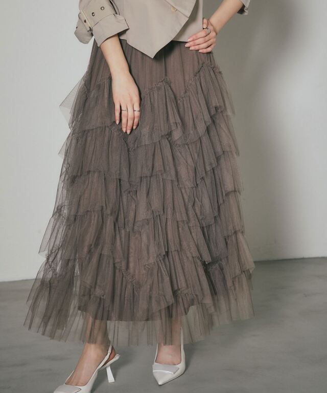 サングリアル ヴィヴィッド ARVELLIA】LAYERED TULLE SKIRT