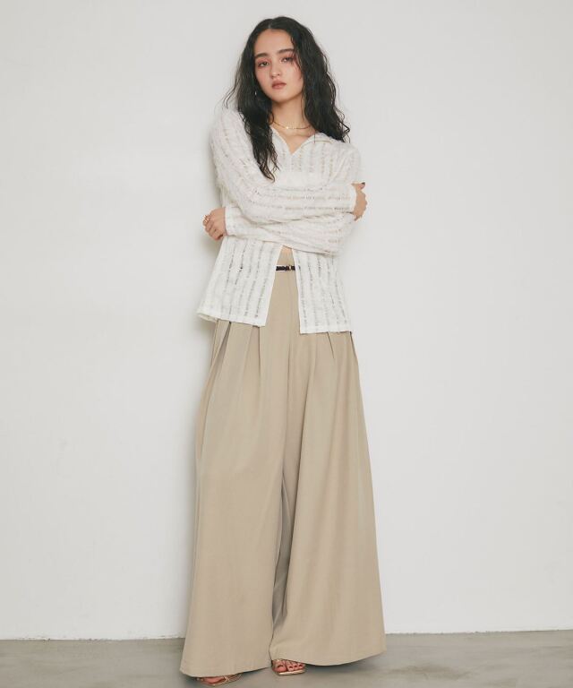 ARVELLIA】FEATHER SHEER KNIT TOP