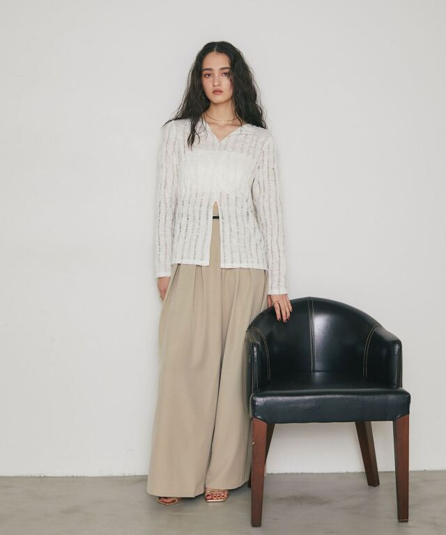 ARVELLIA】FEATHER SHEER KNIT TOP