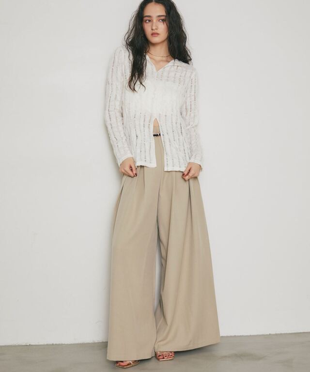 ARVELLIA】FEATHER SHEER KNIT TOP