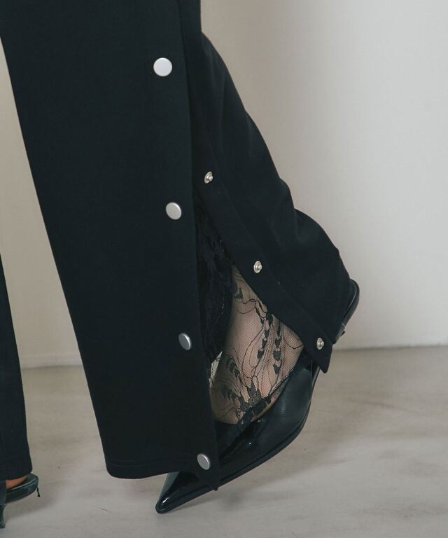 トップス 3u ARVELLIA】LACE REVEAL SNAP PANTS