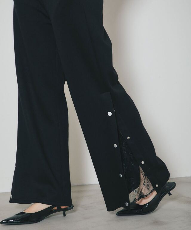 8月14日WEB限定再販【ARVELLIA】LACE REVEAL SNAP PANTS