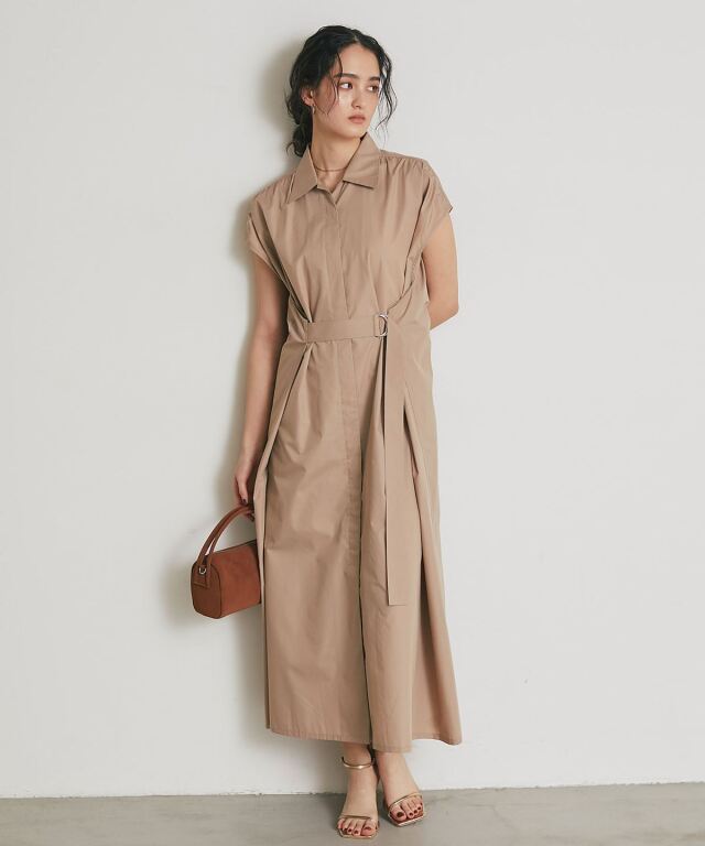 ARVELLIA】TUCK BELT SHIRT DRESS