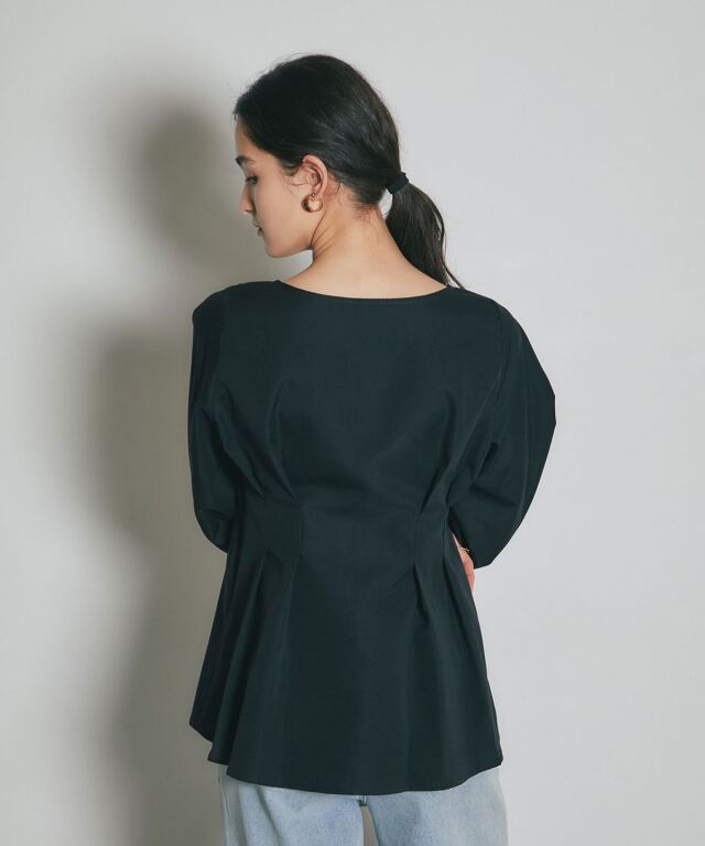 ARVELLIA】FLARE HEM PLEATED SHIRT