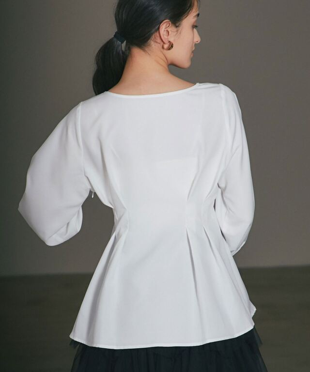 ARVELLIA】FLARE HEM PLEATED SHIRT