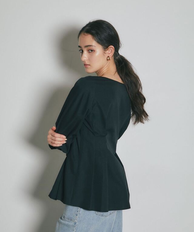 ARVELLIA】FLARE HEM PLEATED SHIRT